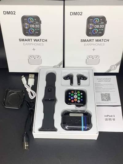 DM02 Smart Watch Pack With Earphones
