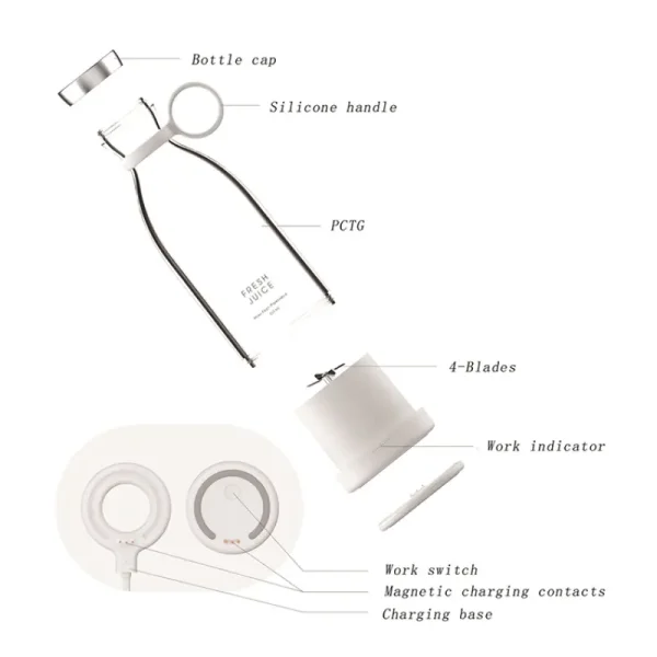 Compact Electric Smoothie and Juice Blender (RECHARGABLE)